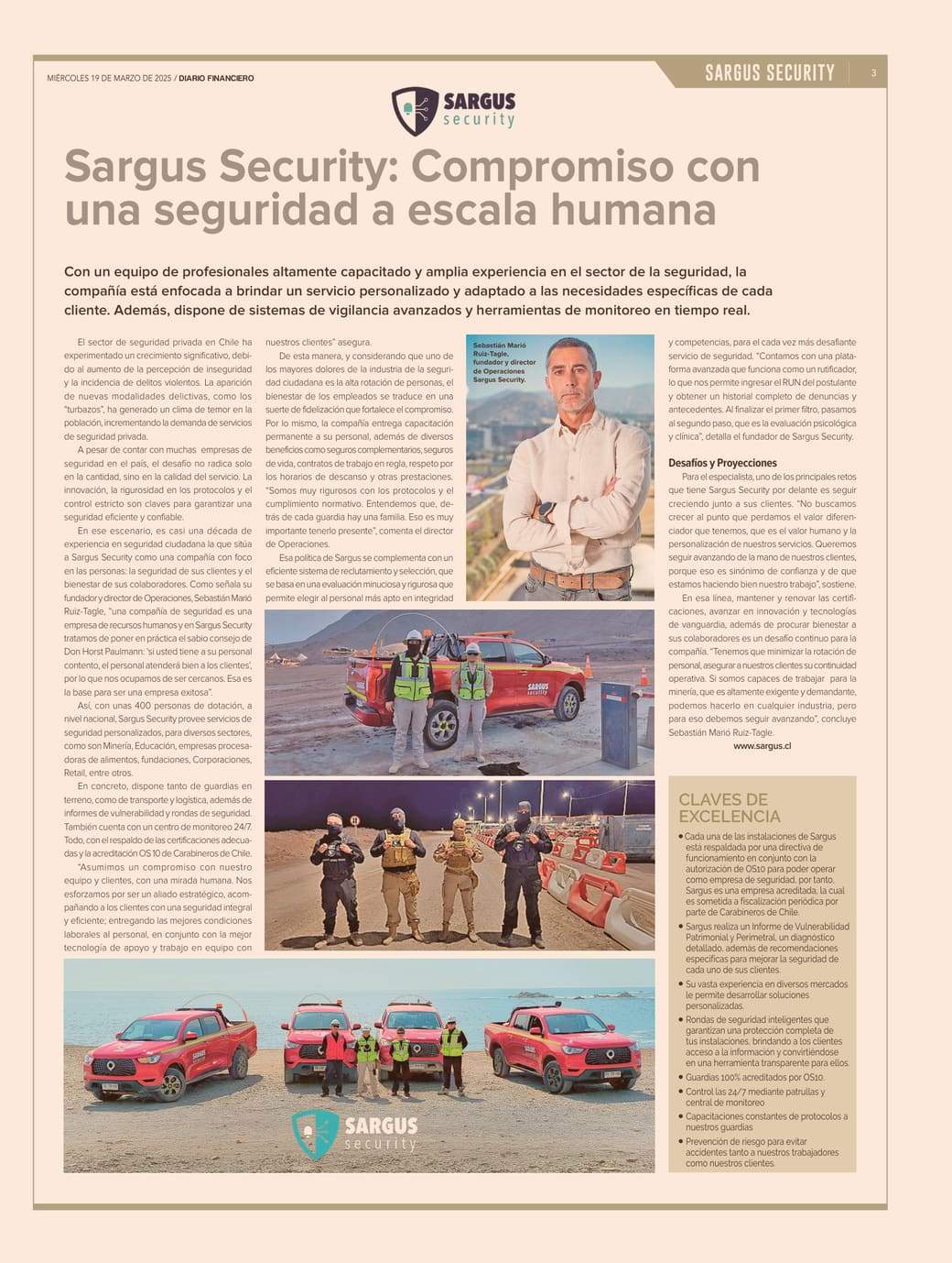 Reportaje del Diario Financiero a Sargus Security